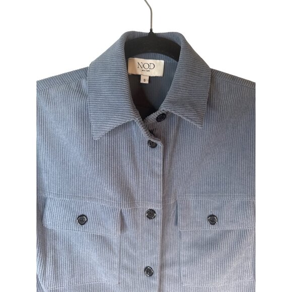 Nod New York Blue Small Ribbed Button-Up Corduroy Jacket - Picture 7 of 13